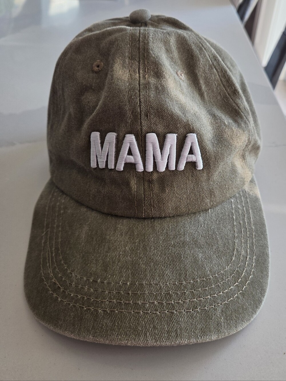MAMA Embroidered Womens Baseball Cap - Olive Green NWT
